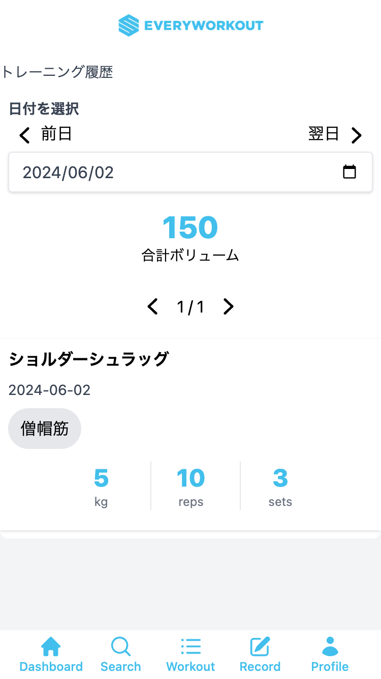 トレーニング履歴